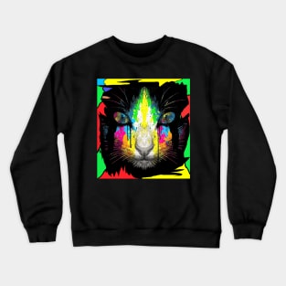 Painted Neon Cat Crewneck Sweatshirt